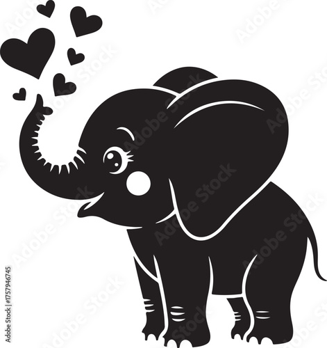 Elephant silhouette vector set, walking pose, wildlife graphic, safari animal clipart, black and white, nature icon, isolated illustration