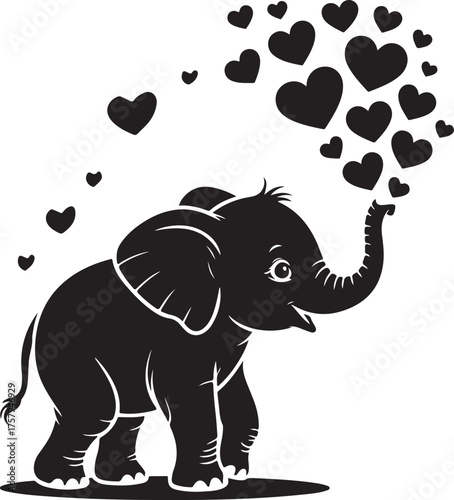 Elephant silhouette vector set, walking pose, wildlife graphic, safari animal clipart, black and white, nature icon, isolated illustration
