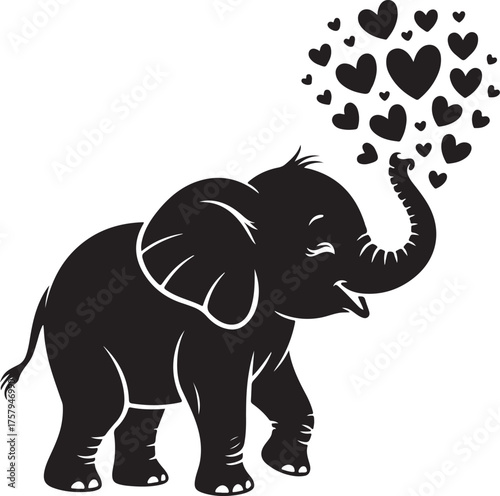 Elephant silhouette vector set, walking pose, wildlife graphic, safari animal clipart, black and white, nature icon, isolated illustration