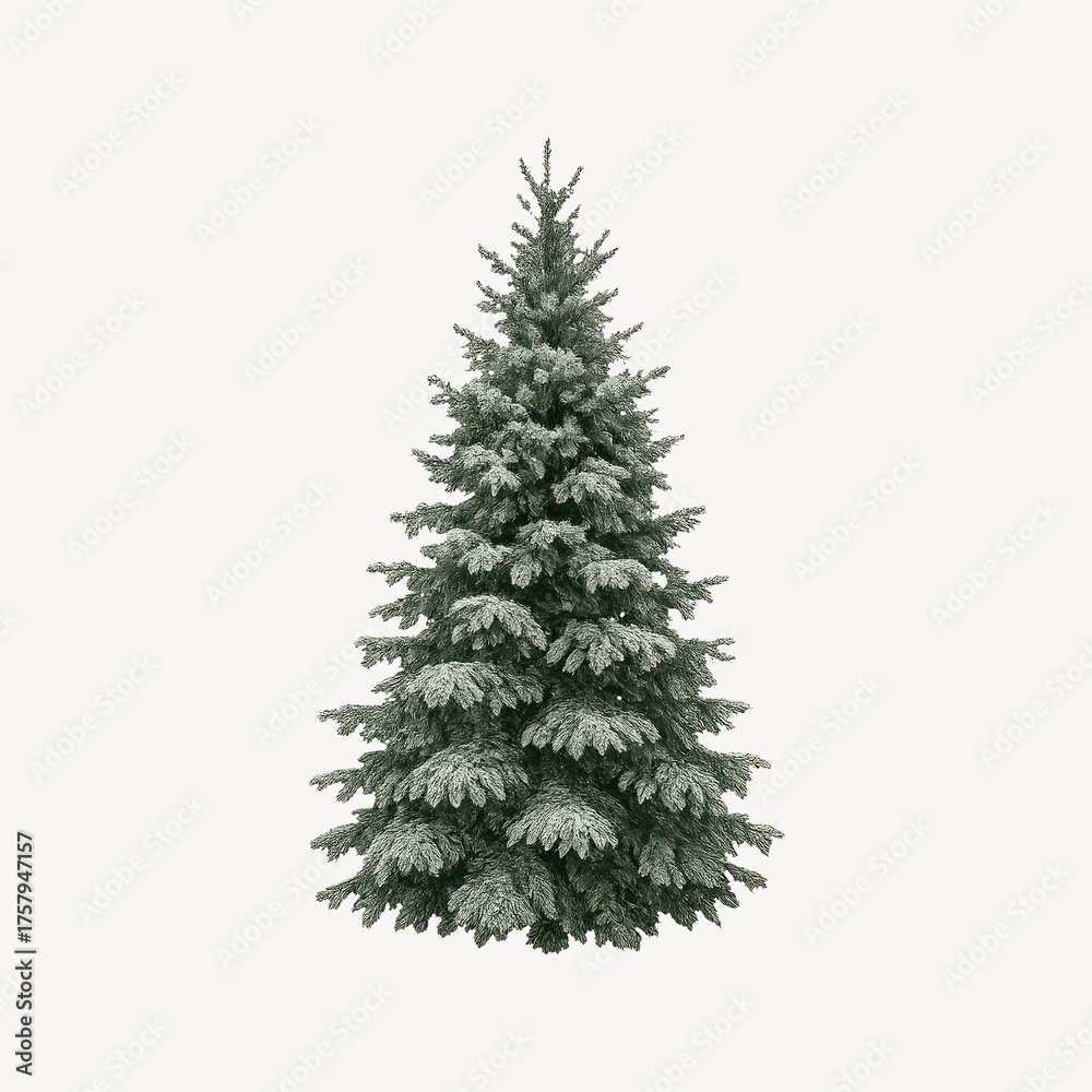 Fototapeta premium Snow-covered evergreen tree illustration.
