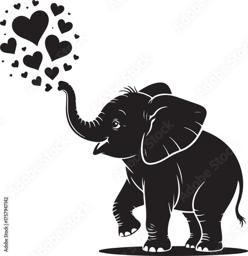 Elephant silhouette vector set, walking pose, wildlife graphic, safari animal clipart, black and white, nature icon, isolated illustration