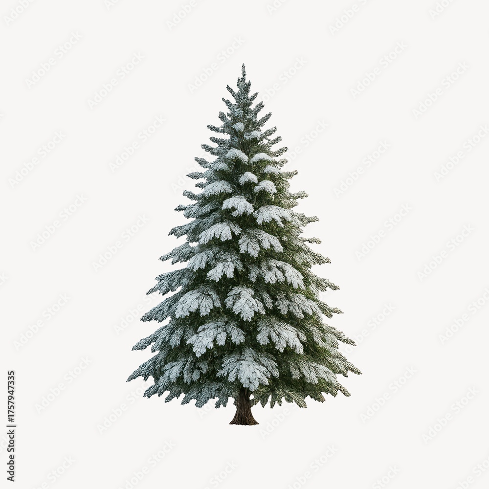 Fototapeta premium Snow-covered evergreen tree illustration.
