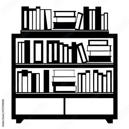 Bookshelf filled with books silhouette