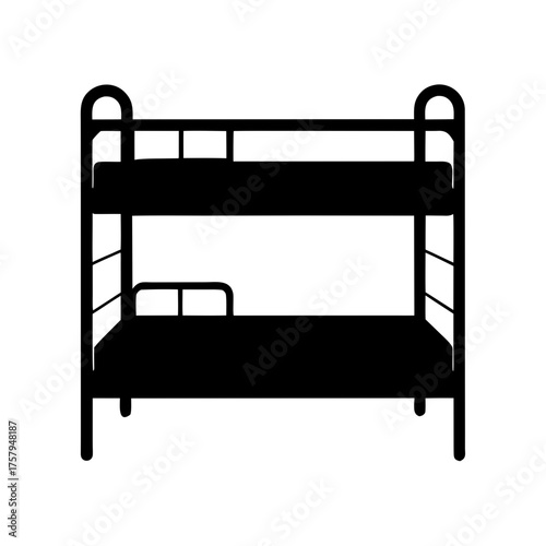 Simple metal bunk bed silhouette on white background