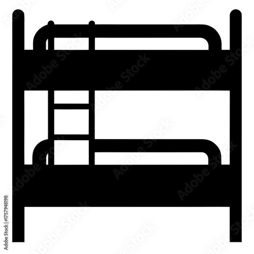 Simple bunk bed icon silhouette