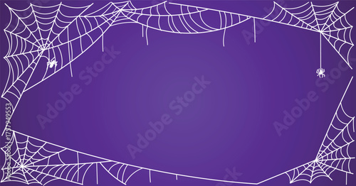 Halloween spider web framed background, spooky insect net