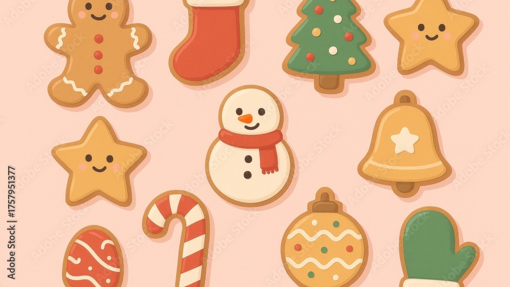 Fototapeta premium Festive cookies with holiday shapes desktop wallpaper