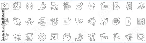 Social Media icons set. Vector editable stroke.