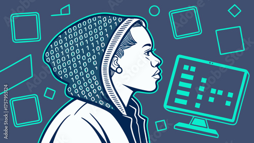 Human Face Made of Pixels – Vector Symbolizing Digital Identity and Modern Technology