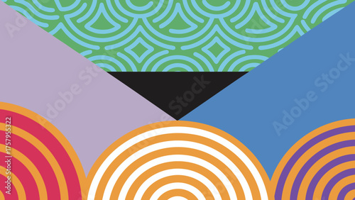 Vibrant retro-inspired geometric design with a playful energy for creative projects, perfect for adding a touch of vintage charm and modern flair