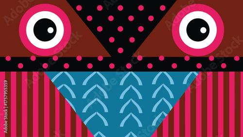 Playful owl face with geometric shapes for children's decor and whimsical designs, adding a touch of charming artistry to any creative project today