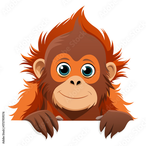 Adorable orangutan character vector illustration for wildlife and nature projects