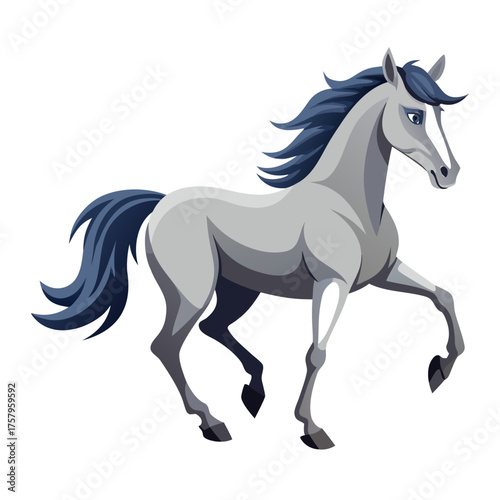 Dappled grey horse vector illustration elegant gallop scalable graphics for design projects