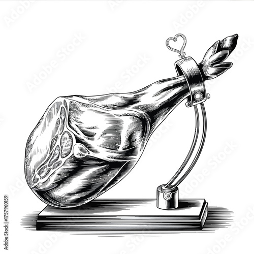 Traditional spanish jamon serrano ham on a carving stand