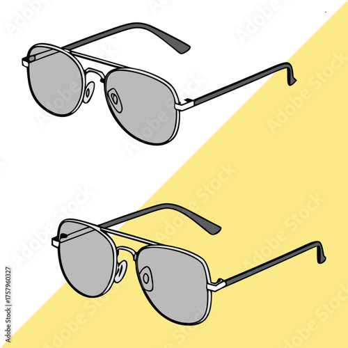 Trendy Pilot Sunglasses Vector on Contrasting Backdrop Stylish. Vision Accessory Doodle for Fashion Forward Individuals Sun Protection Accessory.