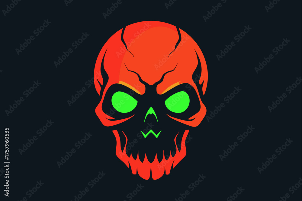 Fototapeta premium Glowing Skull Fractal Pattern Horror Art