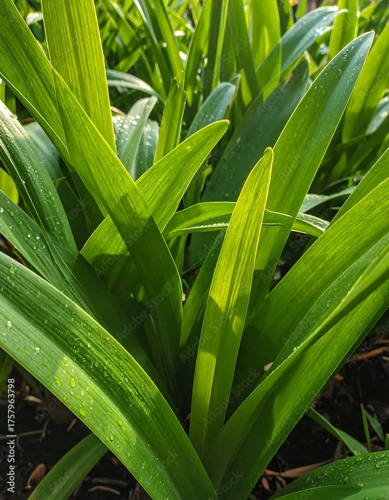 Fototapeta premium Close-up shot of lush green leaves with subtle light and shadows