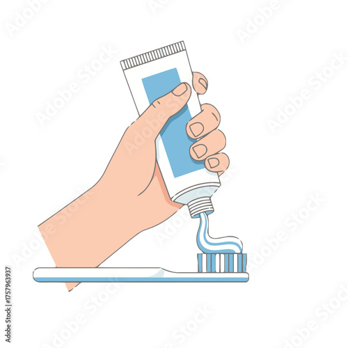 Hand squeezing toothpaste onto toothbrush