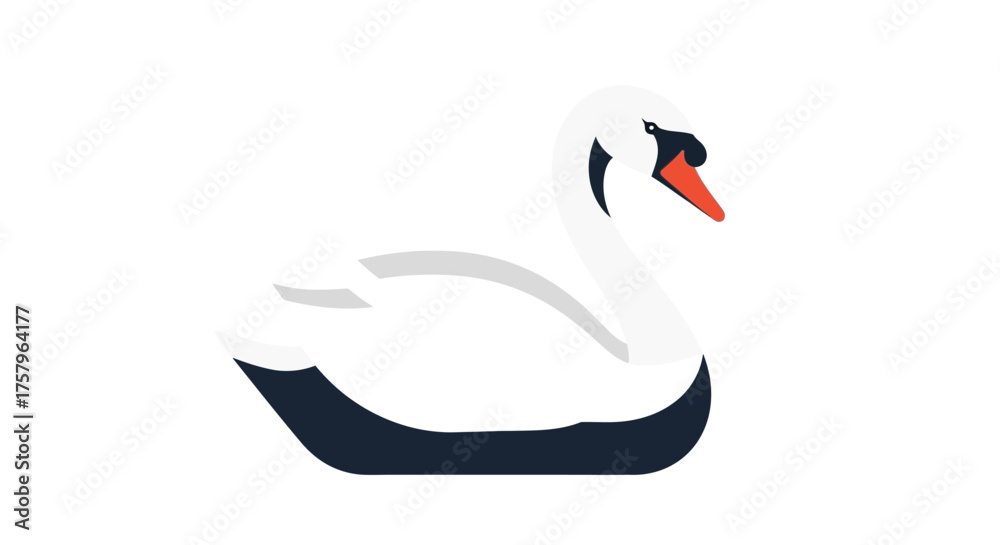 Fototapeta premium Elegant White Swan Illustration on Isolated Background with Simplified Design Elements