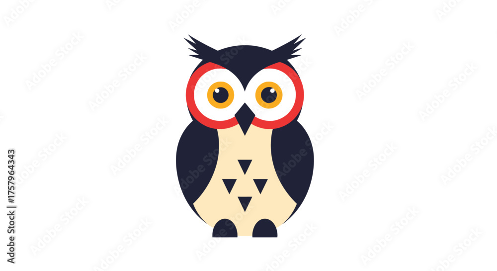 Fototapeta premium Whimsical Owl Illustration with Geometric Details and a Playful Design Style perfect for children