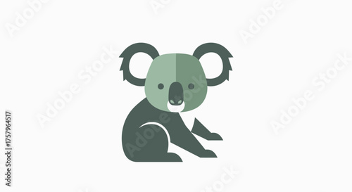 Adorable koala bear illustration in simple flat style isolated on white background