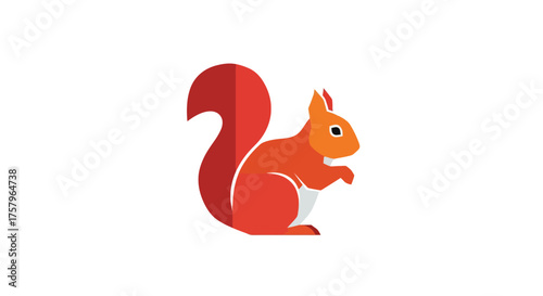 Illustration of a stylized squirrel with orange and red tones in a flat design style