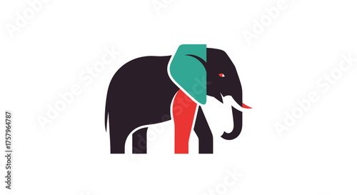 Minimalist geometric elephant logo design with unique color palette and modern appeal showcasing