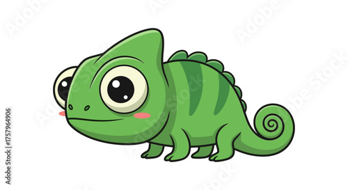 Adorable cartoon chameleon illustration with bright colors and playful design perfect for children