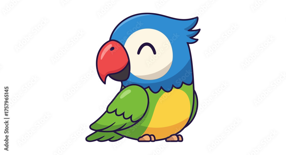 Fototapeta premium Adorable cartoon parrot illustration with vibrant colors and playful design style