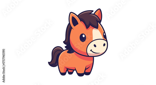 Adorable cartoon horse character illustration, suitable for children's content creation