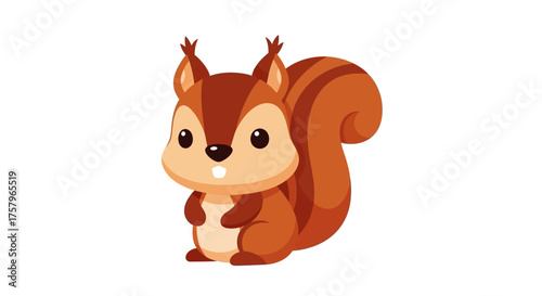 Adorable cartoon squirrel illustration with bushy tail and big eyes on white background