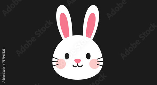 Adorable White Easter Bunny Illustration with Pink Accents on Dark Background