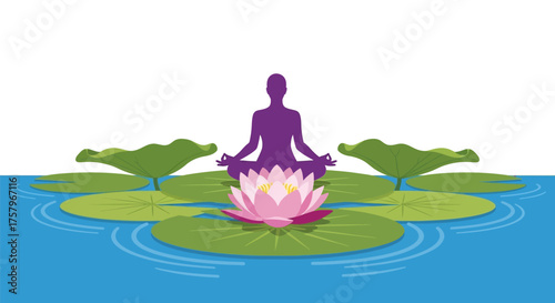 Serene lotus position vector illustration for mindfulness and wellbeing concept design