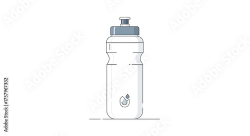 Minimalist illustration of a clear sports water bottle on a white background