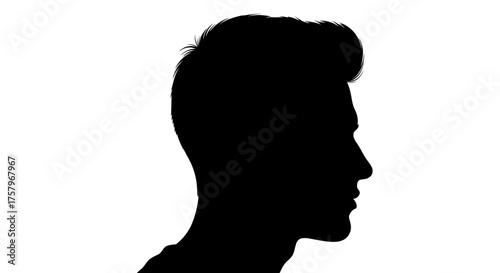 Silhouette of a man's head with a modern hairstyle for graphic resources and portraits