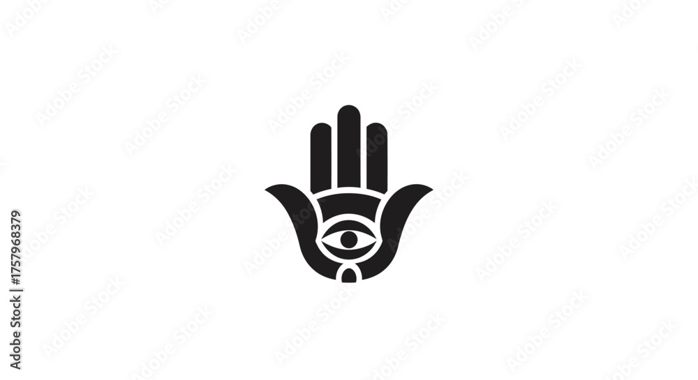Fototapeta premium Mystical hand with eye symbol design offering protection from evil spirits and good luck