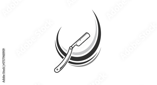 Vintage straight razor emblem for barbershop logo design, minimalist aesthetic for a grooming