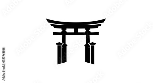 Iconic silhouette of a traditional Japanese Torii gate symbolizing passage and spirituality