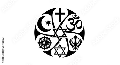 Harmony of faiths illustrating diverse religious symbols united in peace worldwide community