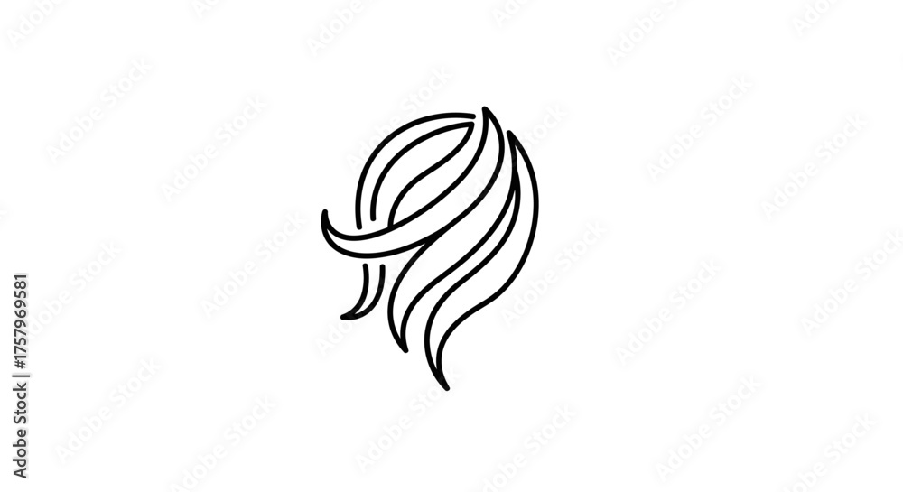 Obraz premium Elegant minimalist line art logo depicting flowing hair or plant leaves illustration