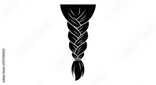 Elegant black and white braid vector illustration for hairstyles and beauty concepts