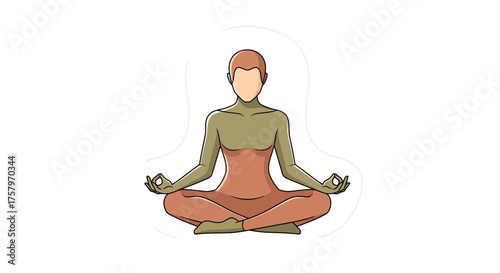 Illustration depicting a person in the lotus position practicing meditation and mindfulness for