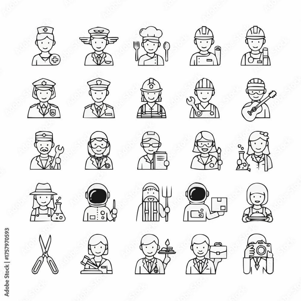 Fototapeta premium set of doodle people icons