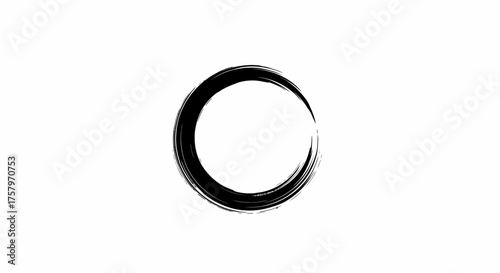 Abstract Enso Circle Illustration in Black Ink on White Background for Zen Concept