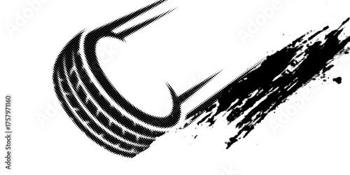 Hand Drawn Car Tire Illustration. Doodle Vector. Isolated on White Background.