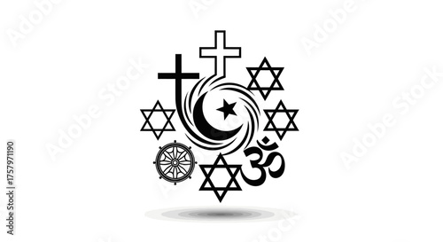 Symbolic representation showcasing unity and diversity of different world religions