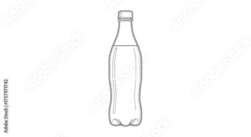 Outlined Plastic Bottle Vector Illustration for Beverage and Drink Packaging Designs