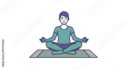 Illustration of a man meditating in lotus position for mental well-being and health