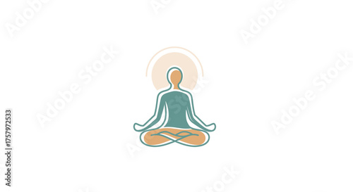 Meditating figure in lotus position with radiating light, symbolizing spiritual growth and balance