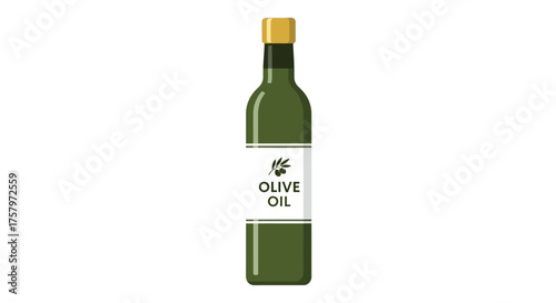Elegant olive oil bottle illustration displaying healthy cooking ingredient representation on a